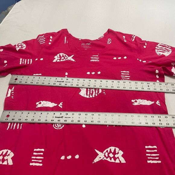 M. Mac Vermont Country Store Pink White Cotton Fish Dress Plus Size 4X - Picture 3 of 5